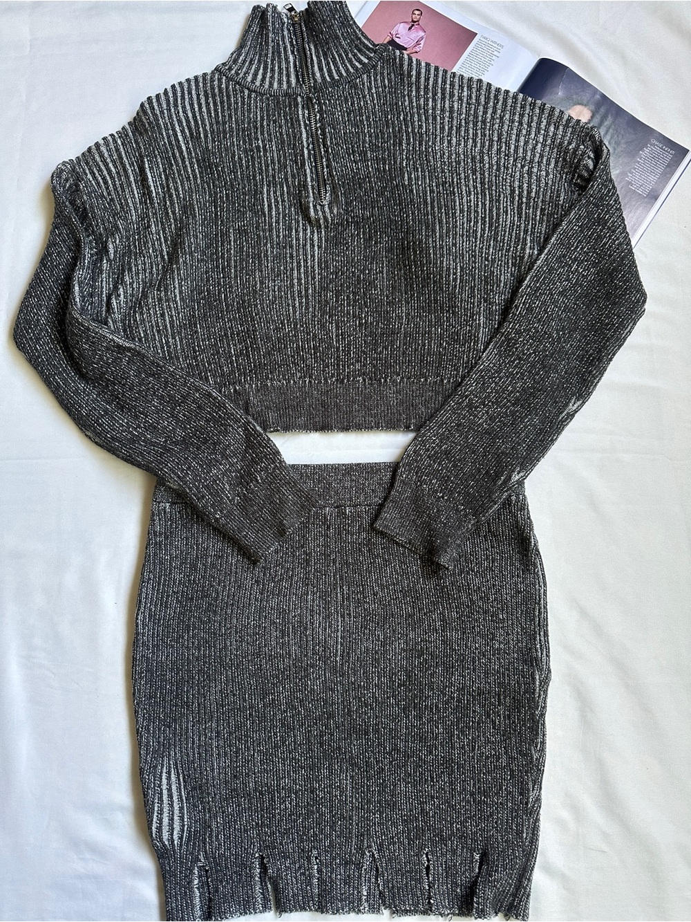 3/50$Gray sweater and skirt set
